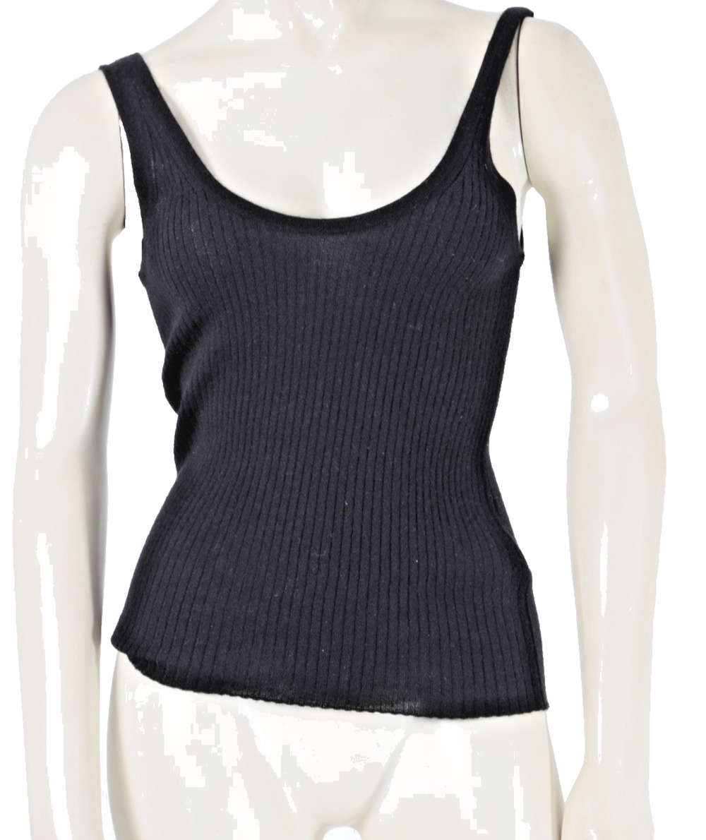 J. Crew Black 100% Cashmere Ribbed Scoop Neck Tank Top Camisole Knit Vest Size S